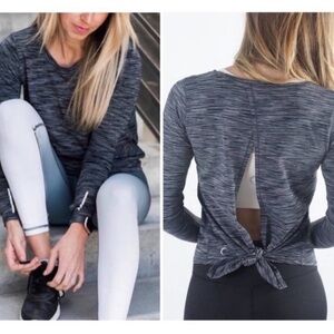 ZYIA Active Charcoal Melange Split
Back Long Sleeve, Size Large Womens Top